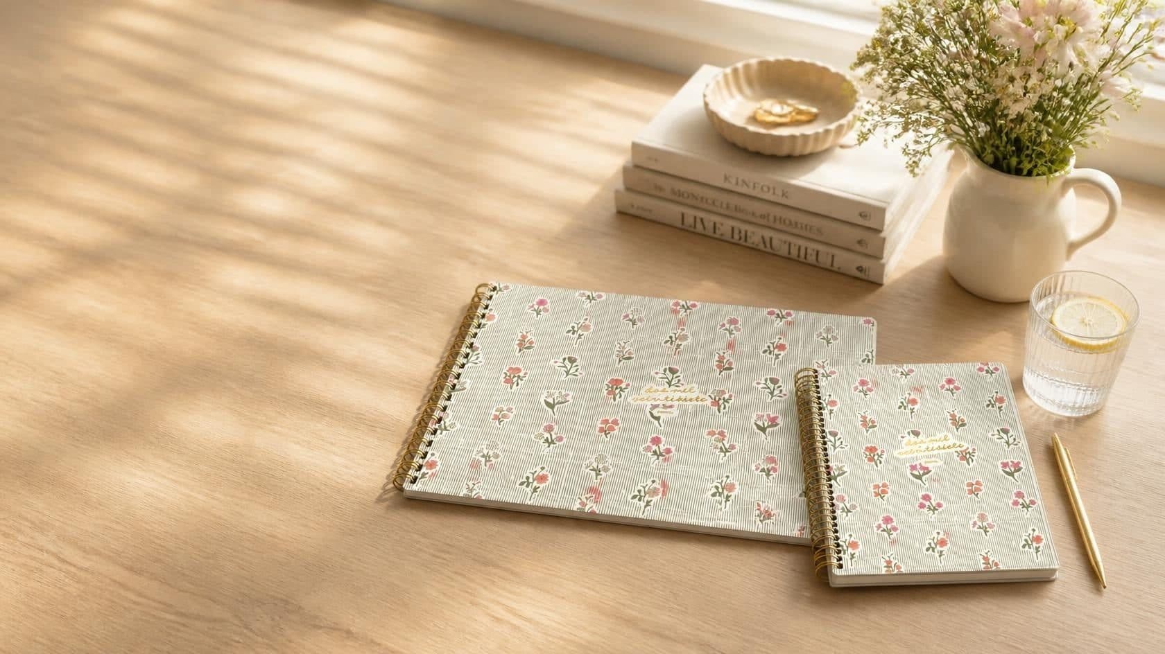 Diaria y Escritorio Petit Jardin sobre la mesa